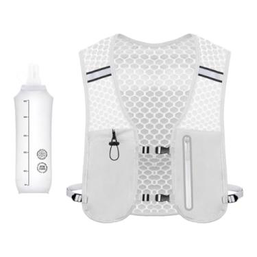 Imagem de YIJU Colete de corrida para mulheres e homens, bolsos para celular, mochila portátil para água, mochila de hidratação para trilha, corrida, ciclismo, Cinza
