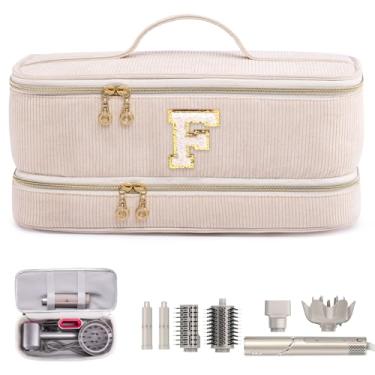Imagem de ELCUPA Bolsa de viagem personalizada inicial para secador de cabelo de camada dupla compatível com Shark FlexStyle/SmoothStyle, Dysson Airwrap e Superpersonic – Organizador de ferramentas de cabelo