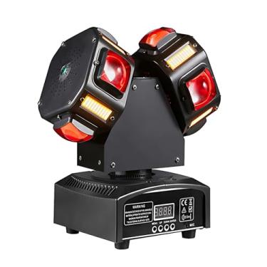 Imagem de Luz Móvel para DJ com Dupla Cabeça - Sistema de Feixe 12W RGBW + Estrobo Dourado Sincronizado, Controle por Voz/Som, para Ambientes Escuros