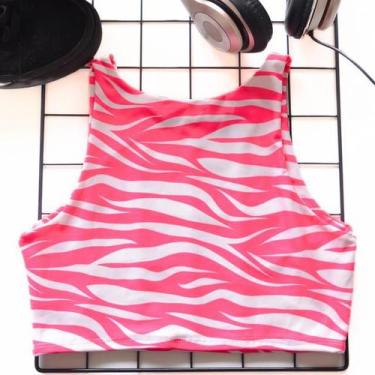 Imagem de Cropped Regata em Suplex Zebra Rosa Curta Unissex Feminina Lush World,