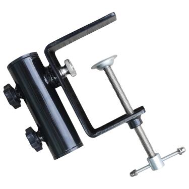 Imagem de AMMSUN Suporte de aço para guarda-chuva, grampo, resistente, atualizado, fixa-se a grades de cerca, bancadas, bancos, portas traseiras (escuro com rotação de 360 graus)