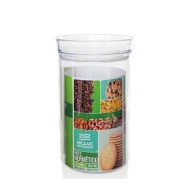 Imagem de Pote incolor com tampa branca redondo hermético empilháveis de 1,2 lit