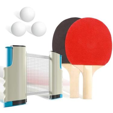 Imagem de Generic Conjunto de pingue-pongue – rede retrátil de tênis de mesa com 2 rás, 3 bolas e bolsa de armazenamento, portátil e ajustável, serve para mesas de até 182 cm, para brincadeiras internas