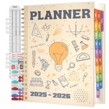 Imagem de Agenda escolar 2025-2026, grande, 19 meses, 8,5 x 11 meses, semanal, calendário diário com abas laminadas, agenda anual junho 2025-dezembro 2026 organizador escolar, bolso, marcador de livro, adesivo