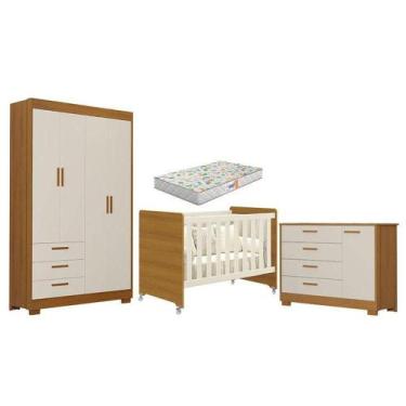 Imagem de Quarto De Bebê Zaki E Berço Americano Evolution 4 Em 1 Areia Acetinado