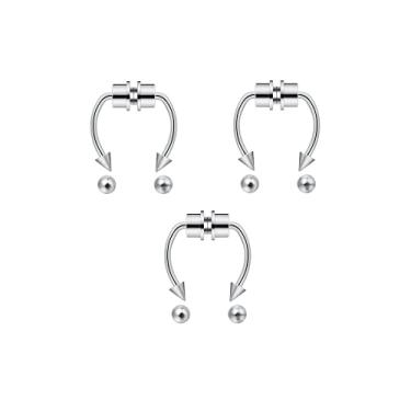 Imagem de outerunner Anel de nariz falso, piercing de septo, magnético, argola de nariz, anéis de septo falsos sem piercing, Metal, Zircônia cúbica,
