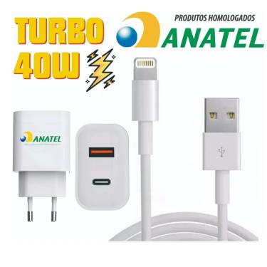 Imagem de Carregador Universal Rápido Tipo C + Lightning Sem Danificar a Bateria