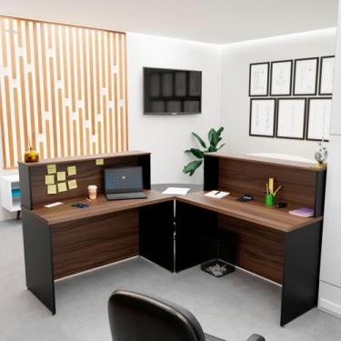 Imagem de Balcão Atendimento De Canto Em L Recepção Consultório 120x60cm - Netmo