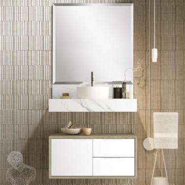 Imagem de Bancada em Porcelanato 80cm Pró para Cuba de Apoio - Blu