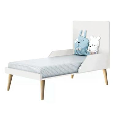 Imagem de Dormitório Theo 2 Portas e Cômoda 1 Porta com Pés Madeira Natural - Reller Móveis Branco