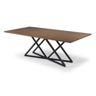 Imagem de Mesa Jantar Ora Tampo Madeira Tauari Base Metal Preto Fosco 200cm - 70