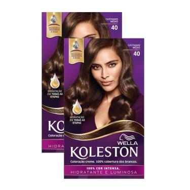 Imagem de Kit 2X Tintura Creme Koleston Wella Castanho Médio 40