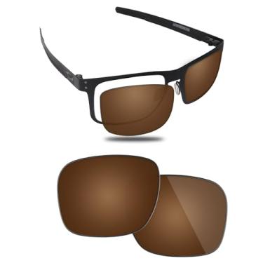 Imagem de Fiskr Lentes polarizadas de substituição compatíveis com óculos de sol Oakley Holbrook Metal OO4123, resistente a impactos e ajuste perfeito, Marrom âmbar., One Size