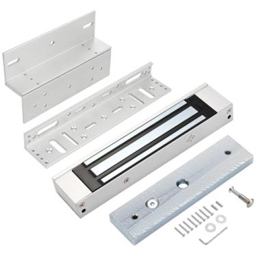 Imagem de Fechadura magnética elétrica com suporte de liga de alumínio Z e L - Trava eletromagnética de força de retenção de 180 kg, modo NC à prova de falhas de 12 V DC, adequado para sistemas de controle de