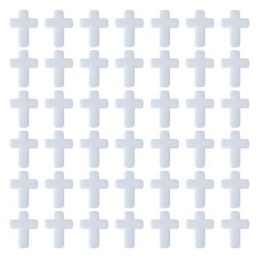 Imagem de GSHLLO 300 peças pequenas em forma de cruz pingente de cruz de plástico acrílico pingente espaçador de Páscoa contas espaçadoras soltas artesanato berloques estético chaveiro contas para decorações