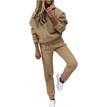 Imagem de Macacão De Corrida Esportivo Feminino 2 Peças Tuit Leisure Suit Fitness Hoodie Sportswear Streetwear, Khaki, M