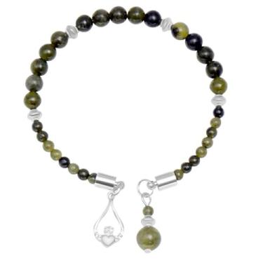 Imagem de JC Walsh and Sons Pulseira com berloque irlandês com contas de mármore Connemara, estilo ferradura, aniversário, Dia de São Patrício, presente irlandês, trevo claddagh, Medium, Mármore Connemara, Sem