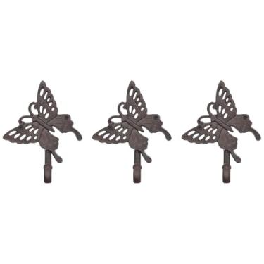 Imagem de RIXIGOOD Ganchos decorativos de parede de ferro fundido – Ganchos para casaco de borboleta marrom rústica resistente para pendurar porta-chaves, chapéu, toalha, entrada de casa de fazenda, decoração