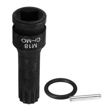 Imagem de HARFINGTON Soquete de 1/5.1 cm Drive M18 Triplo Quadrado Impacto Spline Bit 18 mm Aço CR-MO 12 Pontos Triplo Quadrados com Pino Contrapino e O-ring para Adaptador de Drivers de Furadeira Elétrica