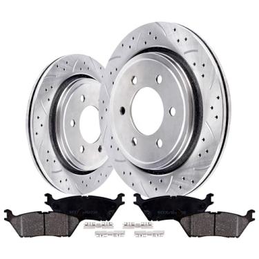 Imagem de Vipcar Kits De Freio Reposição Vipcar, Pastilhas E Rotores Traseiros, Compatível Com Ford F-150 2015-2017; Estacionamento Elétrico/Hidráulico 6 Pinos