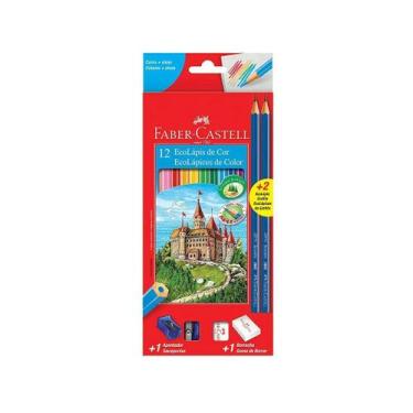 Imagem de Lápis de Cor EcoLápis 12 Cores+Borracha+lápis+2 ecolápis - faber caste