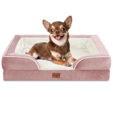 Imagem de Comfort Expression Cama para cães pequenos, impermeável, com espuma ortopédica, sofá-cama confortável para animais de estimação com capa removível lavável e fundo antiderrapante (PP, rosa)