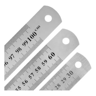 Imagem de Kit 3 Réguas 30cm + 60cm + 1 Metro - Metal Aço Inox – Patchwork, Artesanato e Costura Criativa Oferece Medição Exata Em Cortes Retos E Traçados, Garantindo Resultados Profissionais Em Cada Projeto