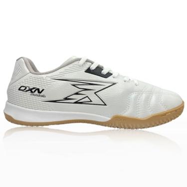 Imagem de Chuteira Futsal OXN Mundialli 3 Indoor Futebol Salão Quadra Solado Resistente Antiderrapante PVC Leve Macia Original Uso Profissional Controle de Bola Cabedal Reforçado Cadarço Premium (Branco, BR, Adulto, Numérico, 39)
