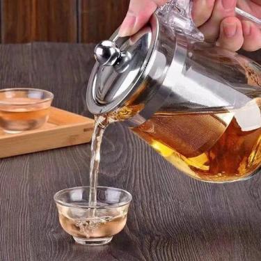 Imagem de Jarra Com Infusor Com Tampa Inox Chaleira Chá Vidro 500ml - Gici Casa