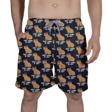 Imagem de Short Mauricinho Masculino Tactel Estampa Capivara Casual-Masculino