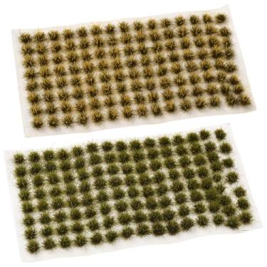 Imagem de SOFPLATE 2 caixas 208 peças de arbustos de cenário ferroviário modelo tufos de plástico grama arbustos miniatura paisagem verde estática layout de trem vegetação para configuração de mesa de diorama