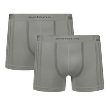 Imagem de 2 Cuecas De Microfibra Boxer Box Selene Sem Costura Plus Size, Cinza, 