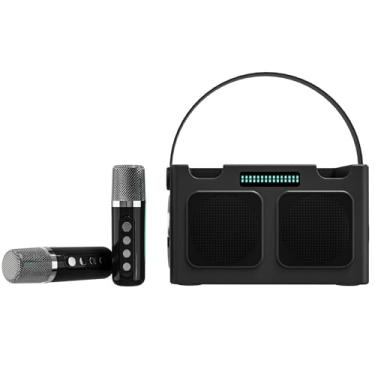 Imagem de Alto-falante de karaokê tudo-em-um: design leve e portátil com áudio de 4 unidades de nível de concerto, efeitos LED sincronizados com música e conexão estável de 10 m - Máquina de dueto perfeita