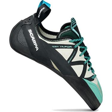 Imagem de SCARPA Tênis feminino de escalada Vapor Lace para escalada esportiva e pedregulho - baixo volume, ajuste feminino específico, Cinza poeira/Aqua, 7.5 Women/6.5 Men