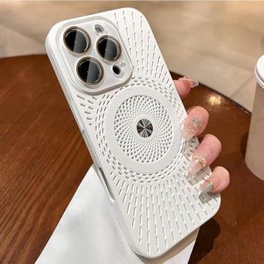 Imagem de Capa de luxo com dissipação de calor para iPhone 12, 13, 14, 15, 16 Pro Max, 16 Plus, protetor de câmera de vidro ultrafino, capa antiqueda, branca, para iPhone 16