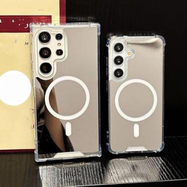 Imagem de Capas espelhadas para Samsung Galaxy S25 Ultra S24 S23 S22 Note20 A52 A53 A54 A55 A56 A16 (para Galaxy A15/prata)