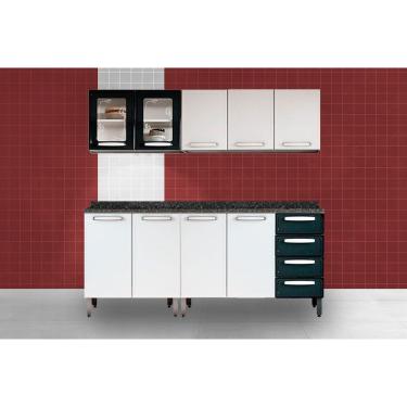 Imagem de Cozinha Completa Evidence 4 Peças (2Aéreos+2Balcões) C4P41 Branco/Preto - Bertolini