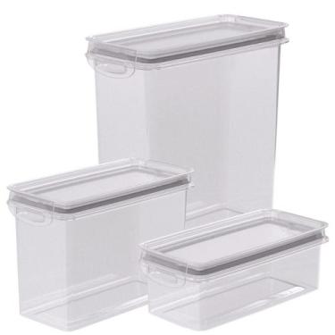 Imagem de Kit pote hermético 1 x 875ml, 1 x 1,9L e 1 x 2,8L Trava Mais Plasutil