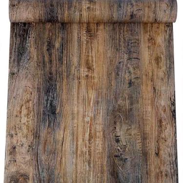 Imagem de Papel de parede autoadesivo de PVC de grão de ébano retrô hotel restaurante bar café adesivos de parede decoração de armário de mesa