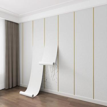 Imagem de ESSMOKO Adesivo de parede de cor pura com padrão de cânhamo com padrão de cânhamo para sala de estar, escritório, hotel, fundo adesivo de parede