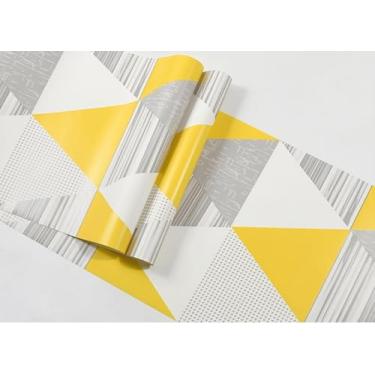 Imagem de 53 * 950 cm Papel de parede moderno estilo geométrico papel de parede sala de estar quarto escritório fundo não autoadesivo - amarelo brilhante-53 * 950 cm
