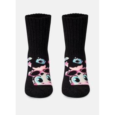 Imagem de Meia Botinha Puket Antiderrapante Bebê Menina Vaca Preto 15 a 22, Pret