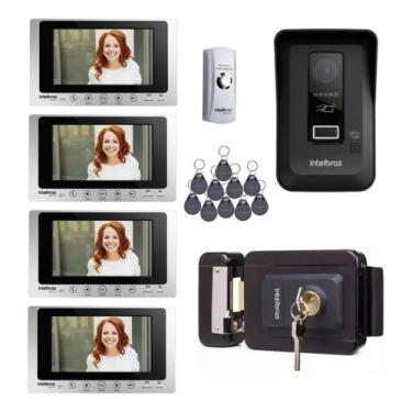 Imagem de Kit Videoporteiro WiFi wT7 Lite 4 Módulos Internos, Fechadura e 15 Tag