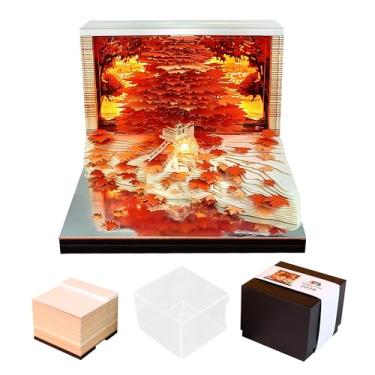 Imagem de MACTANO Bloco de notas de calendário de arte 3D 2026, calendário criativo com peça de tempo, nova árvore de bordo, rasgar em papel, entalhe pegajoso, nota faça você mesmo