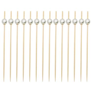 Imagem de 300 palitos de coquetel de 4,7 polegadas, palitos de bambu prata para aperitivos espetos de bambu natural pérola coctail palitos ou bebidas, frutas, charcutaria, mini palhetas de comida de casamento