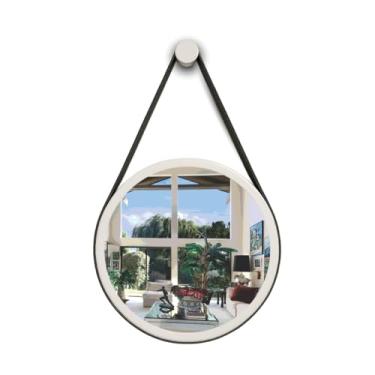 Imagem de ESPELHO ADNET REDONDO PREMIUM 60CM BRANCO C/ALÇA PRETA