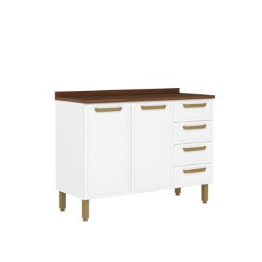 Imagem de Balcão De Aço Com Tampo 3 Portas 4 Gavetas Bella Bertolini Branco