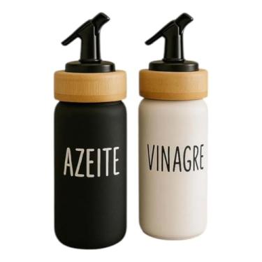 Imagem de Galheteiro de Vidro 220ml com Tampa de Bambu – Conjunto Azeite e Vinagre Hauskraft Doha | 2 Peças com Vedação e Design Elegante