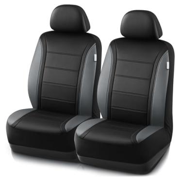 Imagem de Road Comforts Capas de assento de couro, capas de assento de carro respiráveis para homens, compatíveis com airbag, conjunto de capas de assento automotivo universal para a maioria dos carros, vans