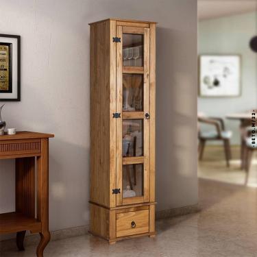 Imagem de Cristaleira Torre Alta 1 Porta Madeira Maciça Mel Shop Jm